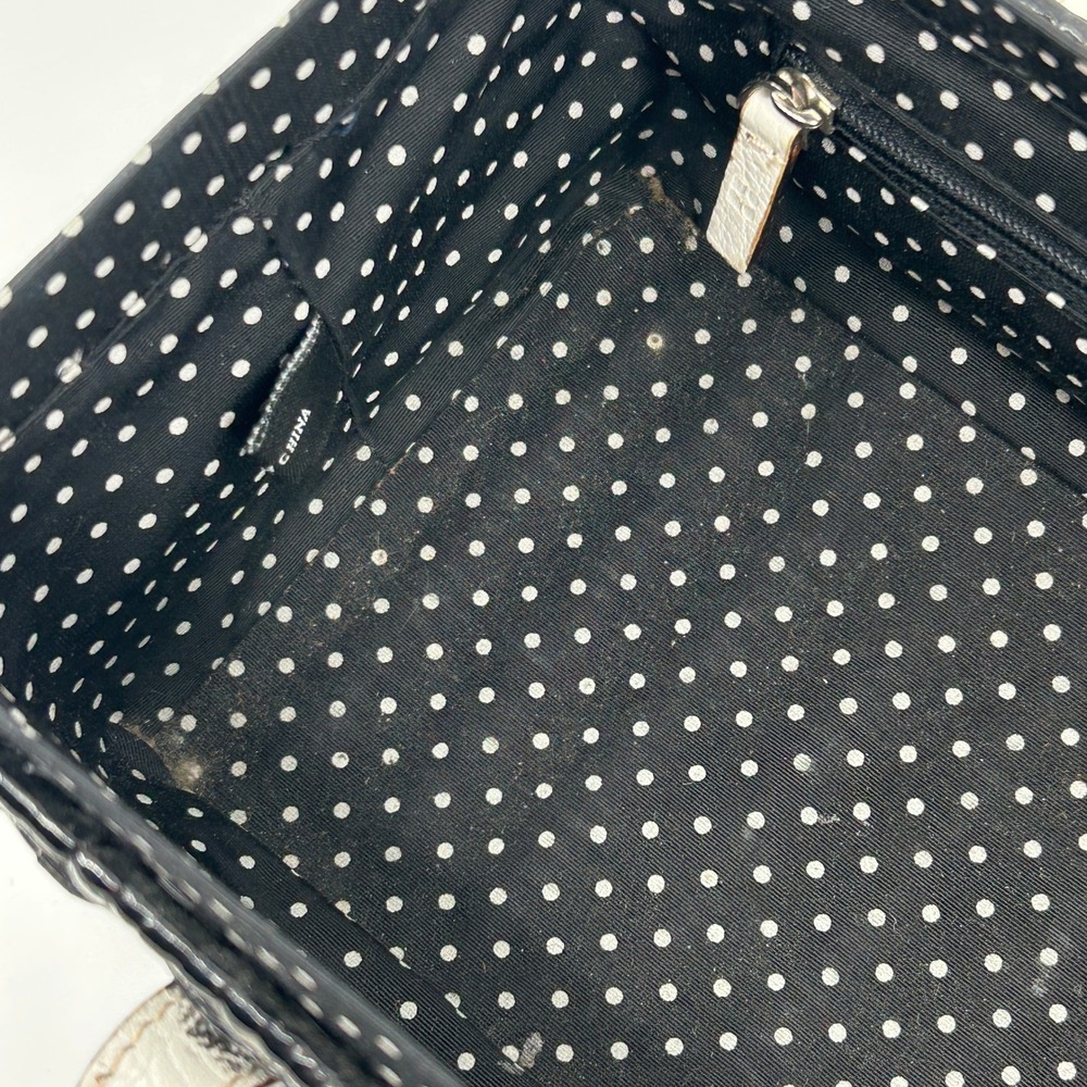 Vintage Kate Spade New York Black Wicker Basket White Leather Bag Polka Dot - Picture 10 of 16